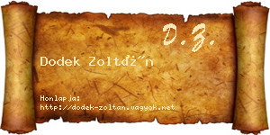 Dodek Zoltán névjegykártya